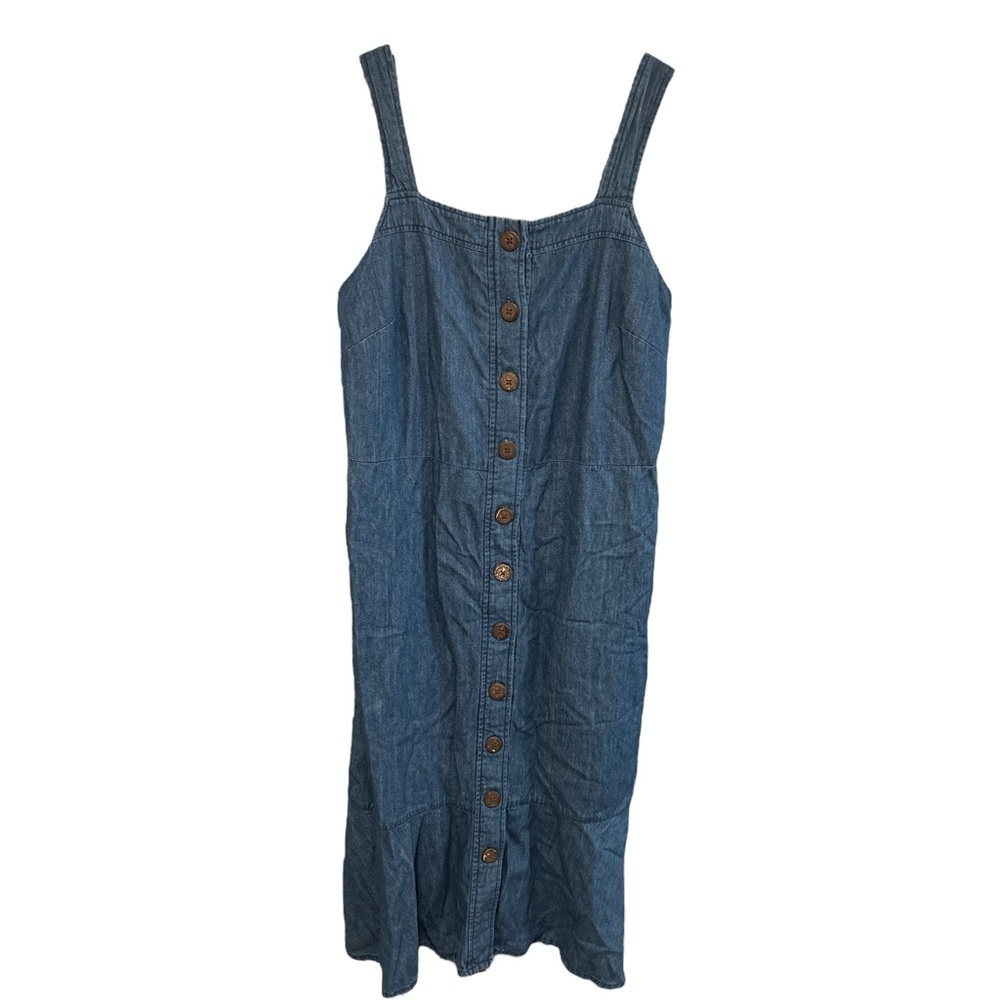 OAT New York denim jumper dress. Size 10. Button down
